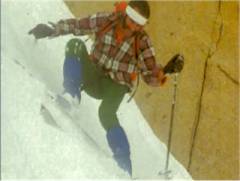 The late extreme skier Patrick Vallencant skiing the Grandes Jorasses.