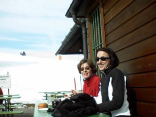 rachel and geraldine at the Haldenköpfle cafe