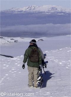 backcountry snowboarding on foot