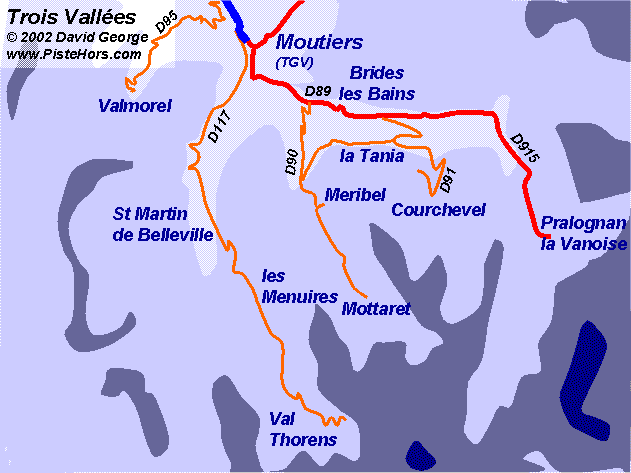 Map of the Vanois / Three Valleys ski areas