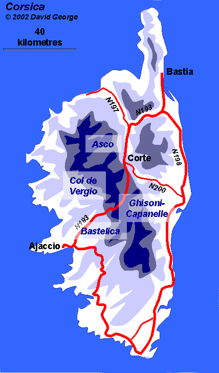 Ski map of corsica