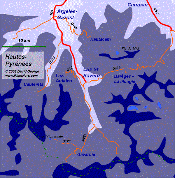 ski map of the Hautes Pyrénées
