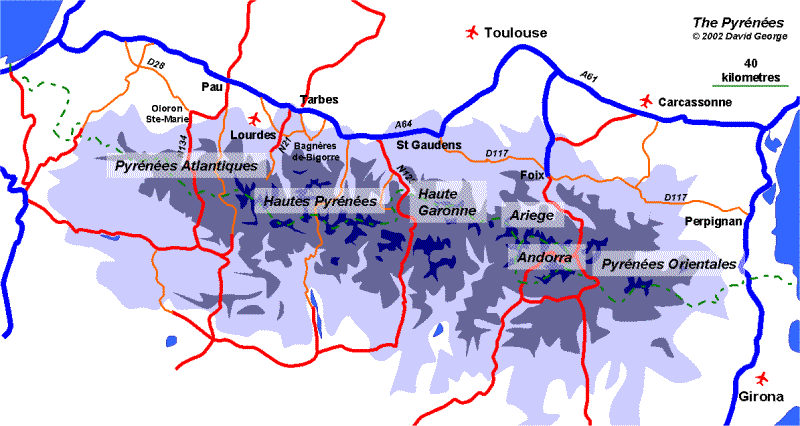 off piste ski map of the pyrenees